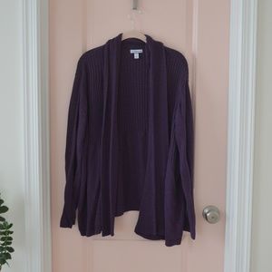 Plum Purple Knit Long Sleeve Cardigan